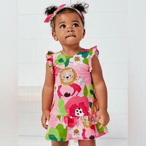 Size 3 Toddler Mayoral Pink and Green Floral Lion Dress